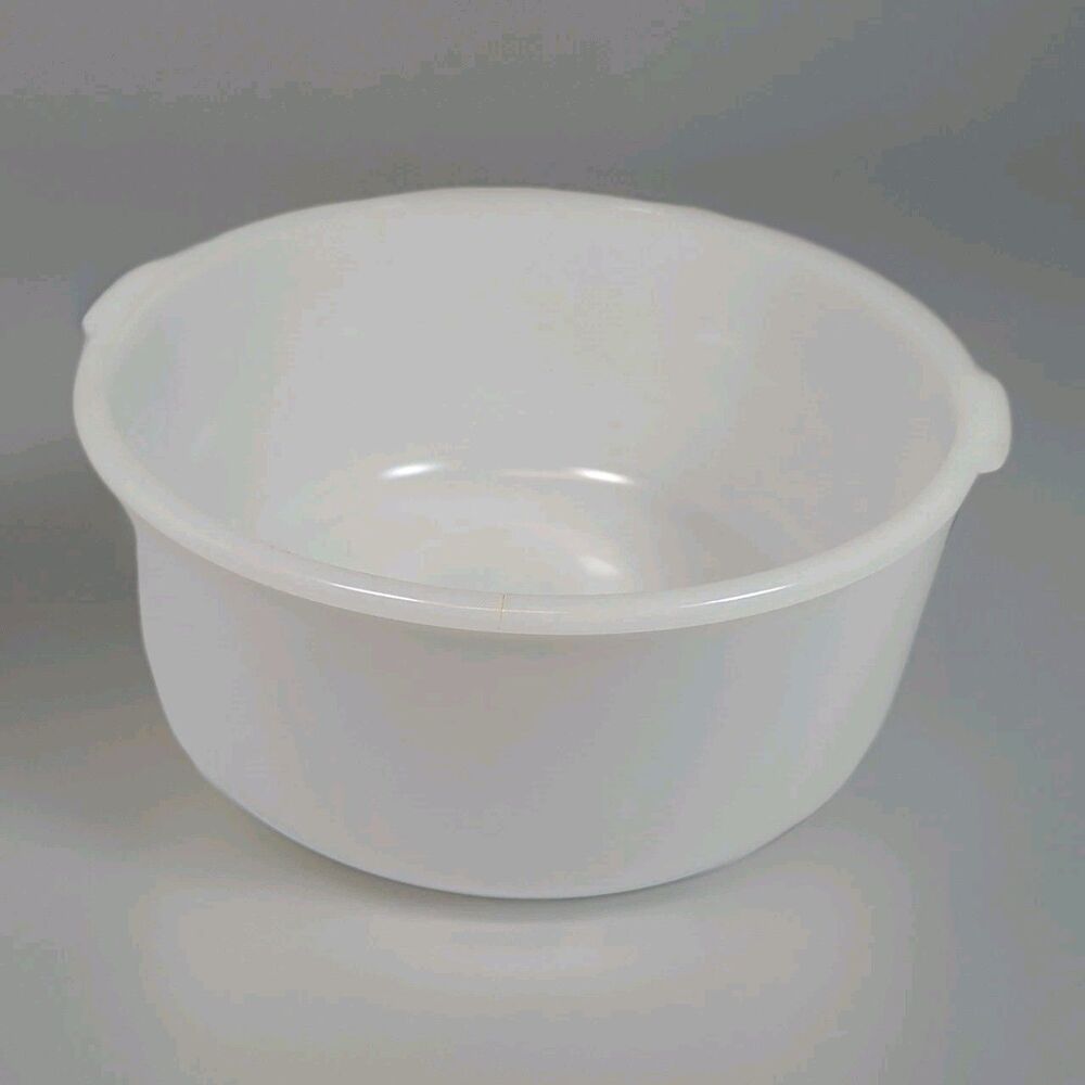 Glasbake Sunbeam Large Milk Glass Mixing Bowl with Handles Made in USA #19 CJ